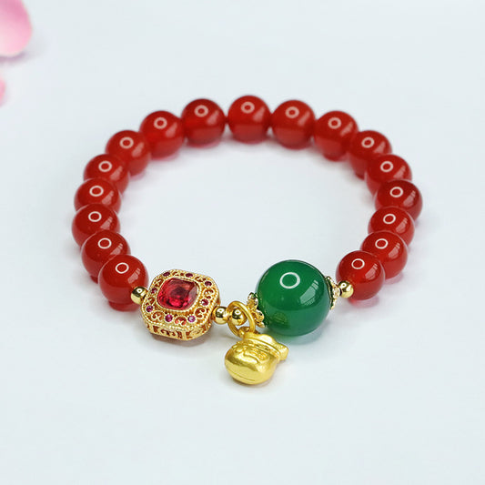 Red agate bracelet, chrysoprase lucky bag bracelet, new Chinese style jewelry MN4012803