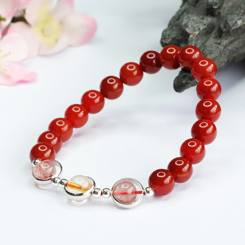 Red Agate Bracelet Strawberry Crystal Blonde Crystal Bracelet MN3041101