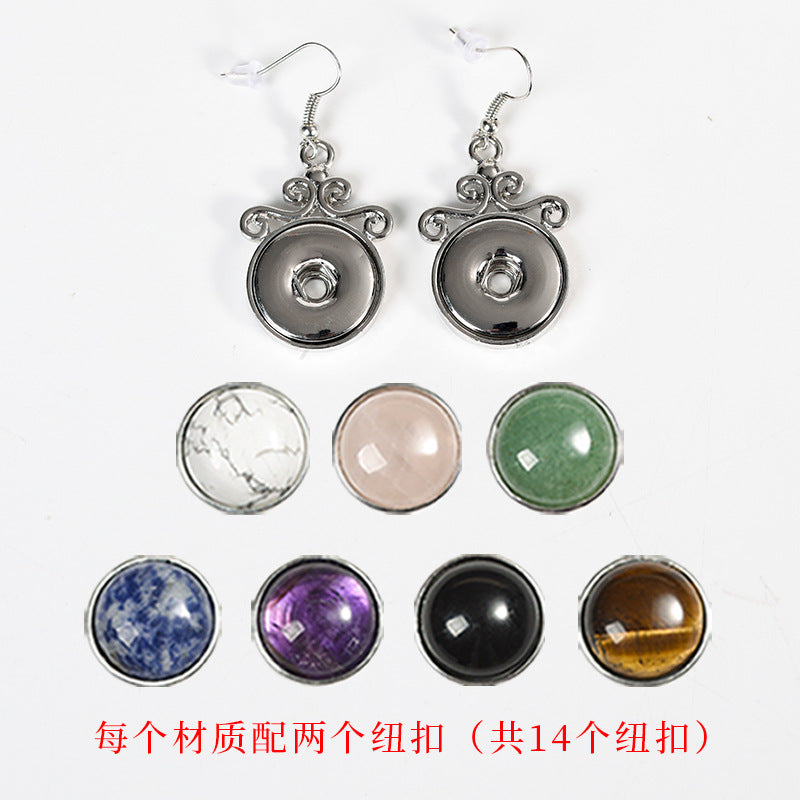 Personalized button crystal raw stone handmade diy ring earring chain material jewelry accessories