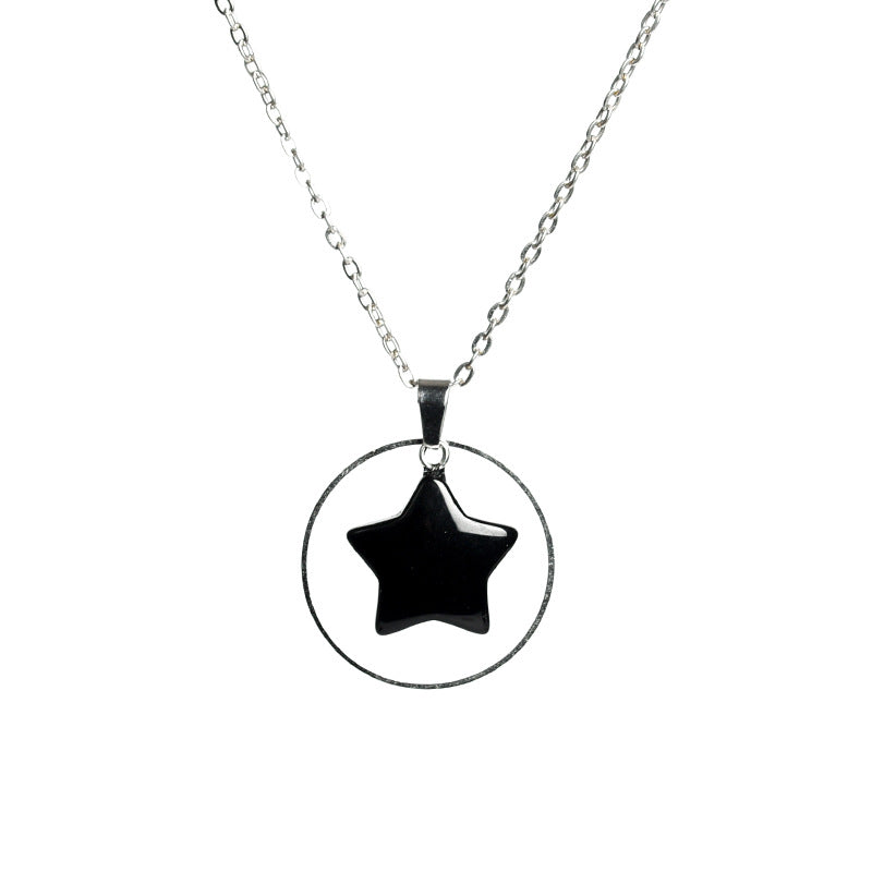 Ring five-pointed star crystal necklace niche design high-end Japanese and Korean clavicle chain light luxury simple accessories pendant 