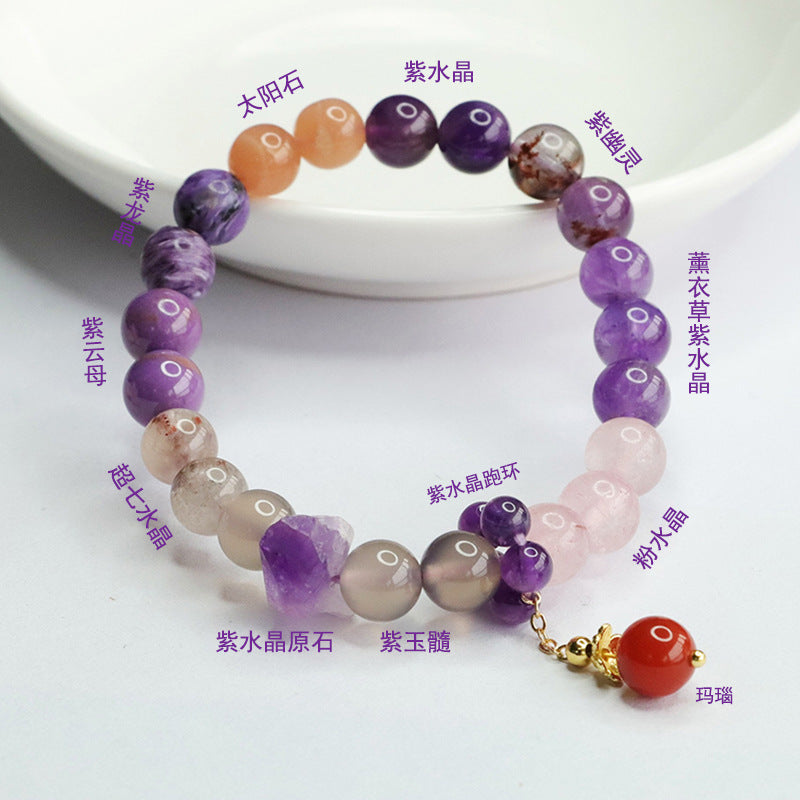 Natural Nine Purple Lihuo Duobao Crystal Bracelet CB4011208 