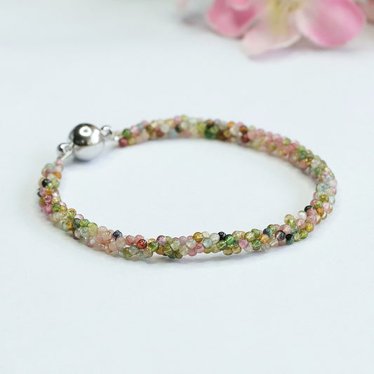 Natural Tourmaline Bracelet Candy Color Woven Bracelet Crystal Color Treasure CB3092205 