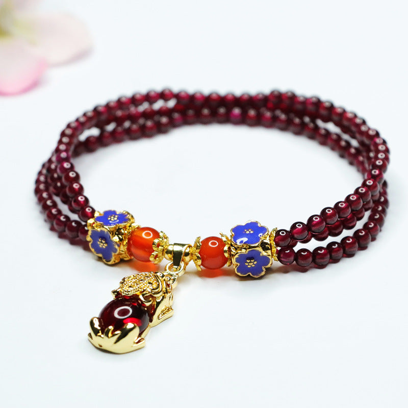 6A garnet bracelet Pixiu woman stone multi-circle crystal bracelet CB2120126 