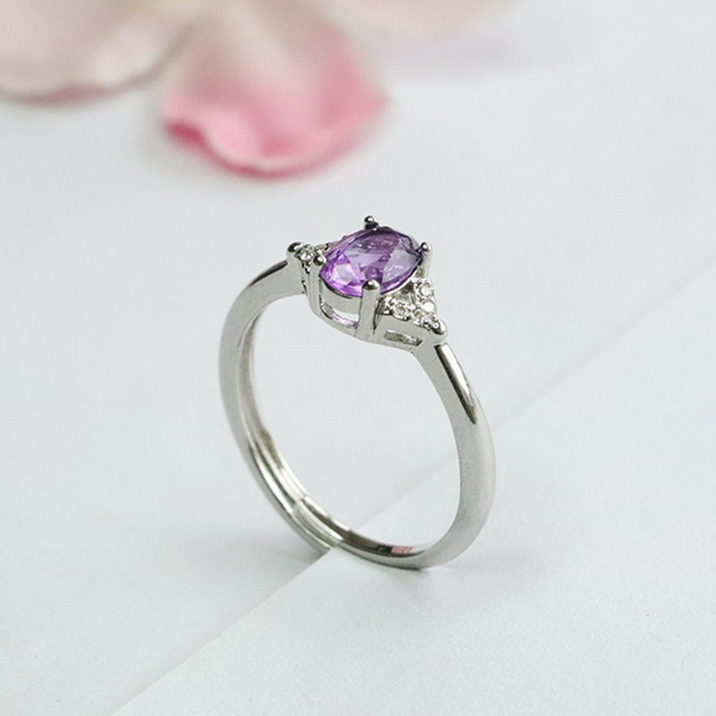 Natural amethyst ring purple color treasure ring ring jewelry live broadcast one piece CB2040713 