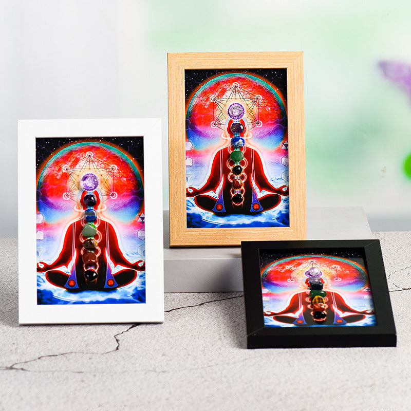 Yoga Girl Colored Original Stone Crystal Wooden Picture Frame Setup for Moving to a New Home Wooden Picture Frame Home Decoration 