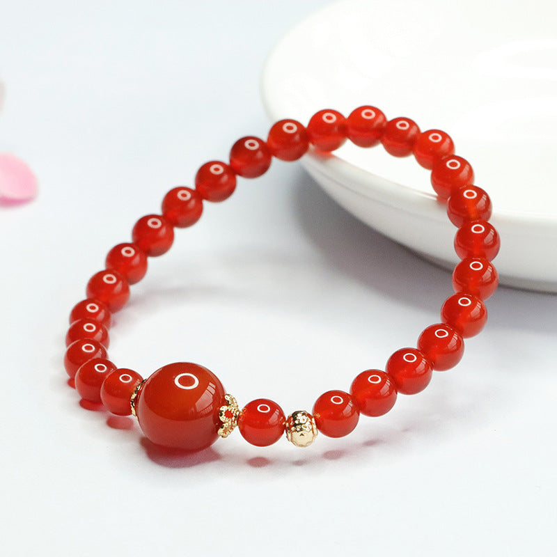 Red Agate Bracelet Chalcedony Crystal Bracelet Ancient Style Jewelry MN4060402