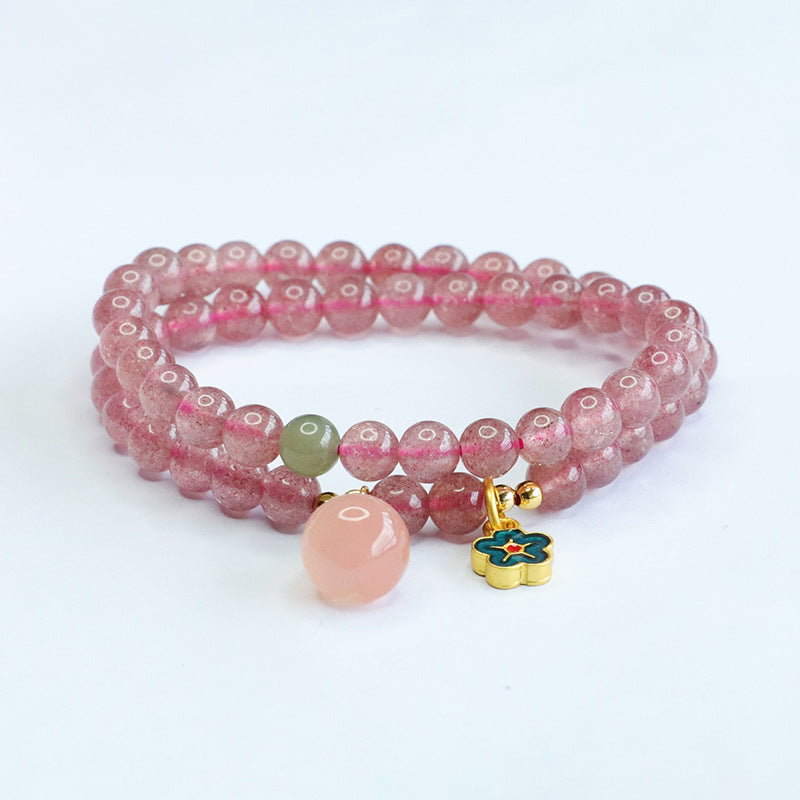 Natural crystal bracelet strawberry crystal two-circle bracelet Yanyuan Taozi jewelry factory wholesale CB3071206 