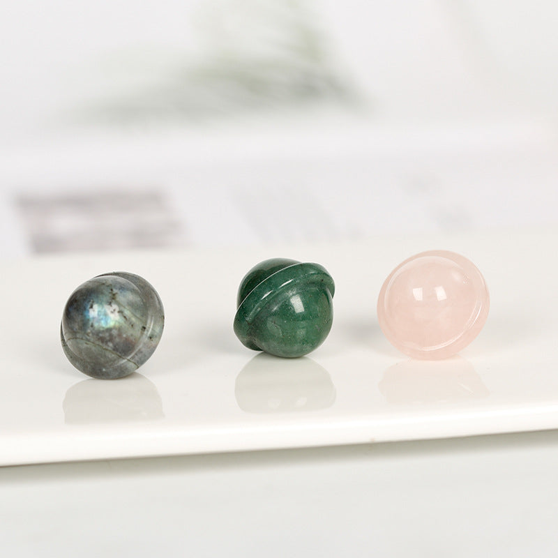 Factory direct sales jade mini planet semi-precious stone rose quartz crystal green aventurine tiger eye stone carving toy piece 