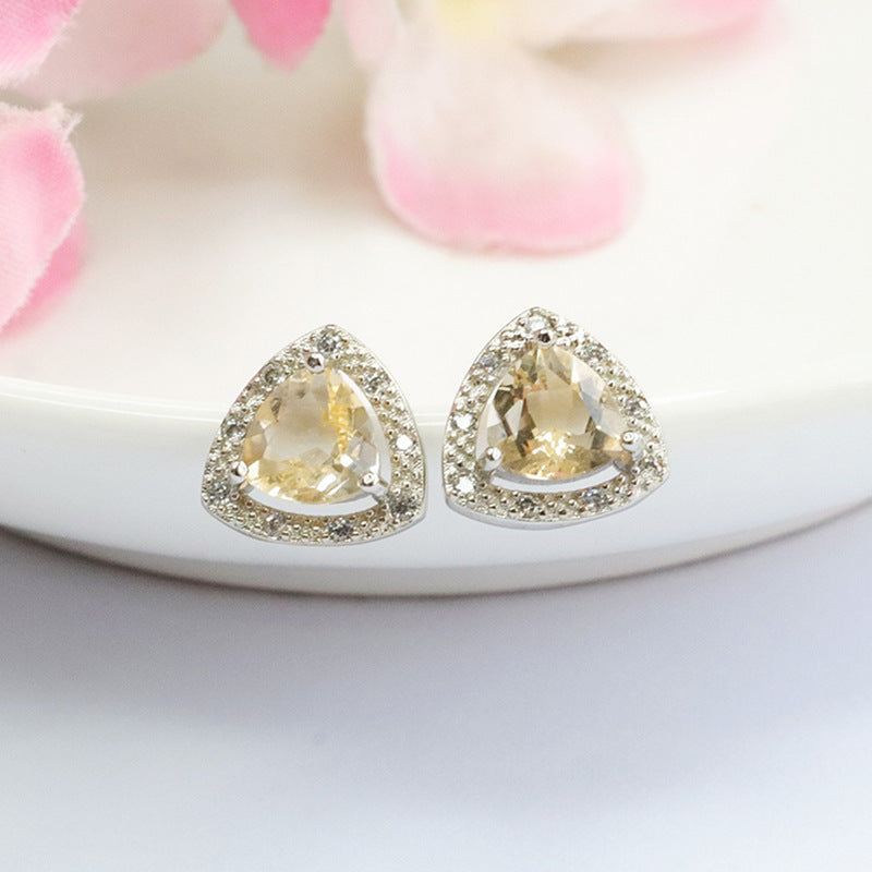 Natural Citrine Earrings S925 Silver Needle Earrings Crystal Colorful Jewelry CB3102907 