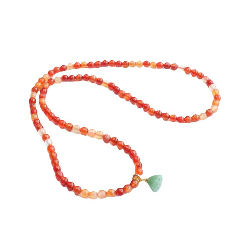 Natural red agate multi-circle bracelet lotus tassel diy chalcedony bracelet jewelry 2050507