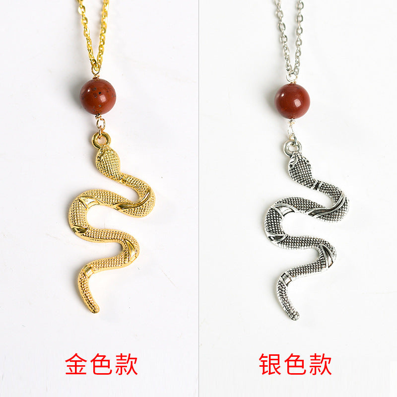 European and American popular jewelry snake crystal necklace personality fashion retro snake pendant sweater chain for women 