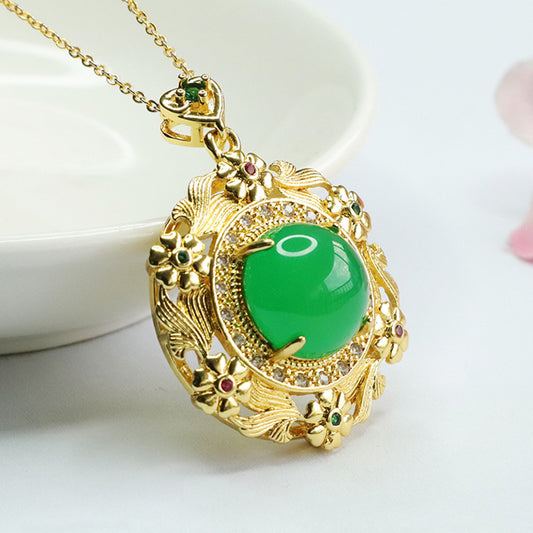 Ice green chalcedony pendant red agate yellow chalcedony necklace for women new Chinese style MN4012304