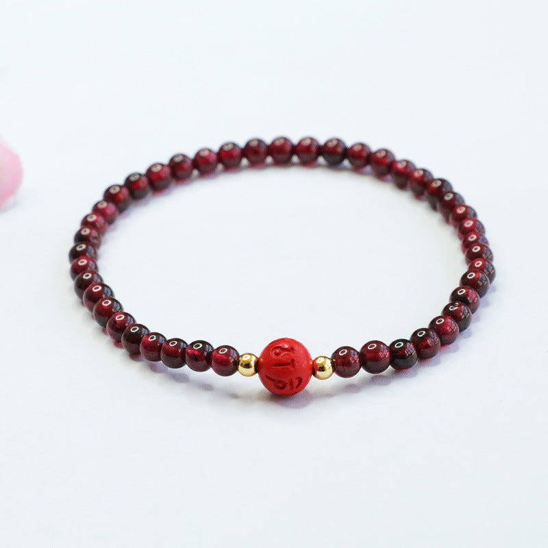 Natural garnet bracelet cinnabar bracelet six-word motto CB2102610 