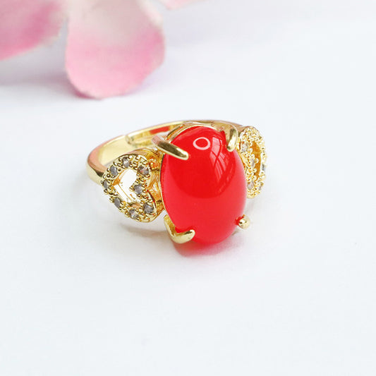 Natural red agate ring imperial chrysoprase ring vintage MN3110505