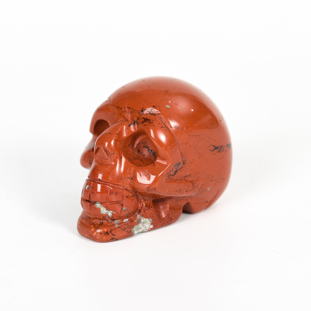 Crystal carved skull jade home office crystal pink aventurine semi-precious stone 1.5 inch skull ornament 