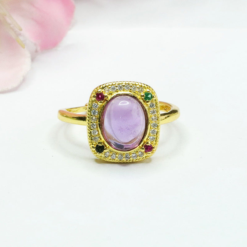 Natural Amethyst Ring Purple Gemstone Ring Ring Jewelry CB3091001 