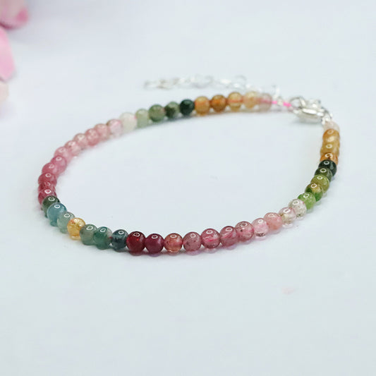 Natural rainbow tourmaline bracelet Brazilian ice transparent old material gradient bracelet for women CB3022403 