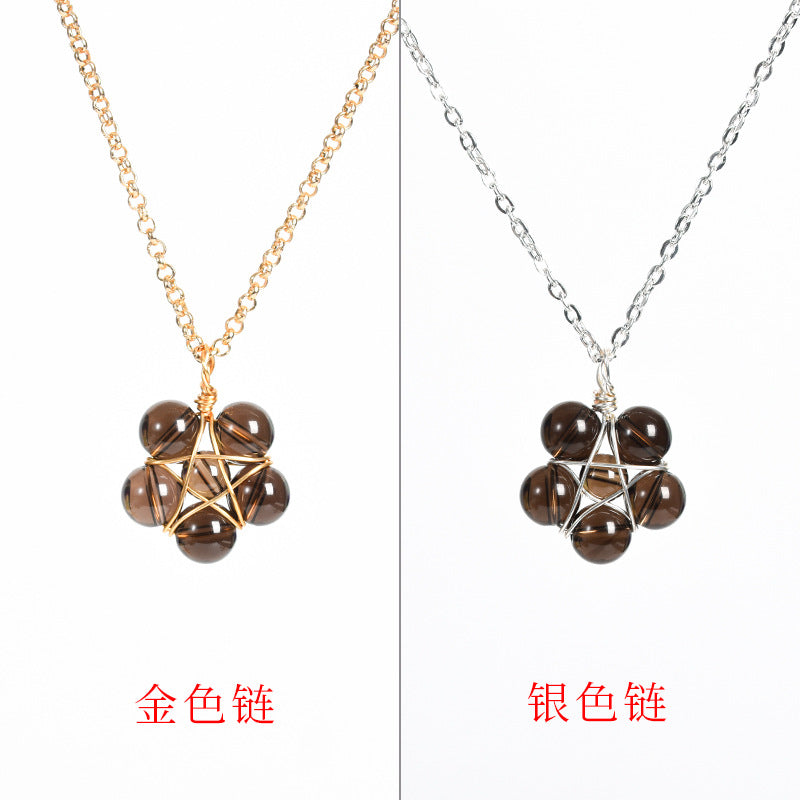 Natural crystal raw stone round beads flower jade pendant hand-wound hot-selling jewelry 