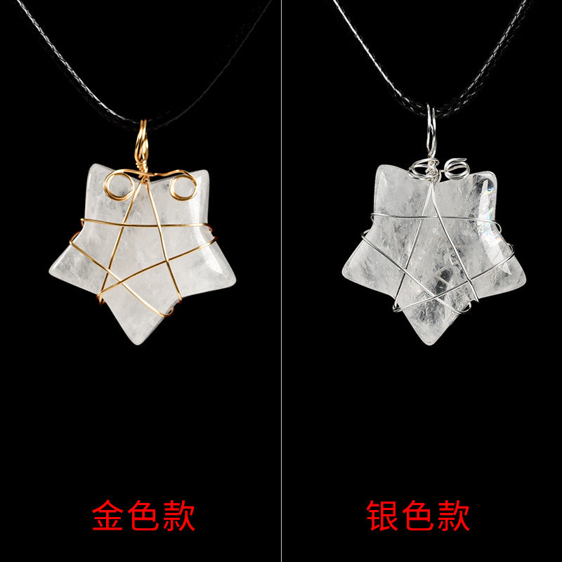 Natural crystal raw stone mini star five-pointed star jade pendant hand-wound hot-selling jewelry 