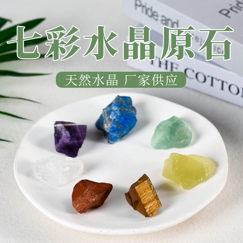 Spot popular natural crystal gravel aromatherapy stone irregular 7-color crystal rough stone 