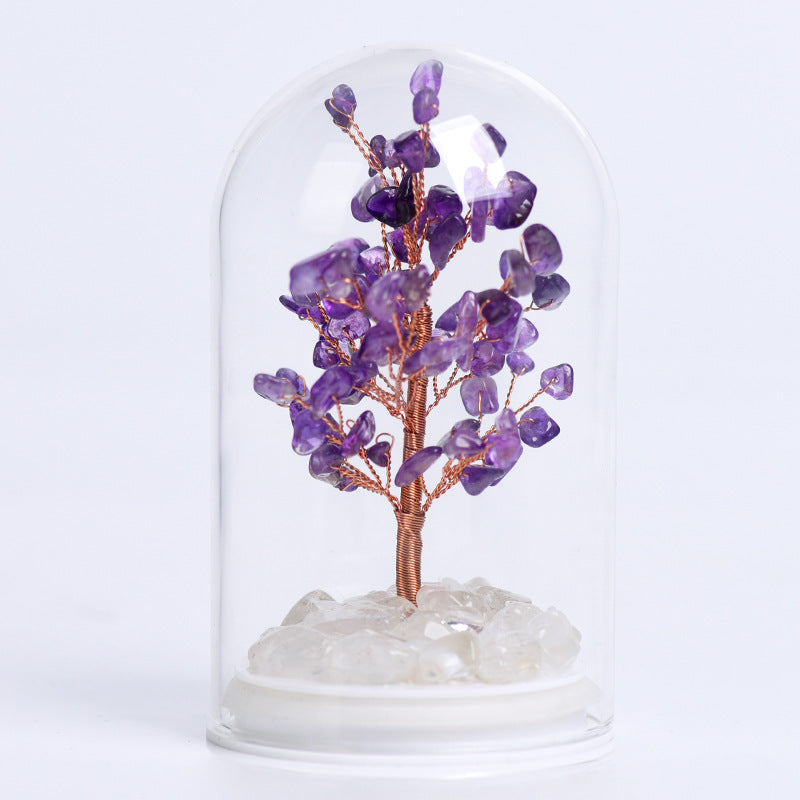 Amethyst crystal tree with lights, handicrafts, amethyst crystal tree, home office desk, creative tree decoration 