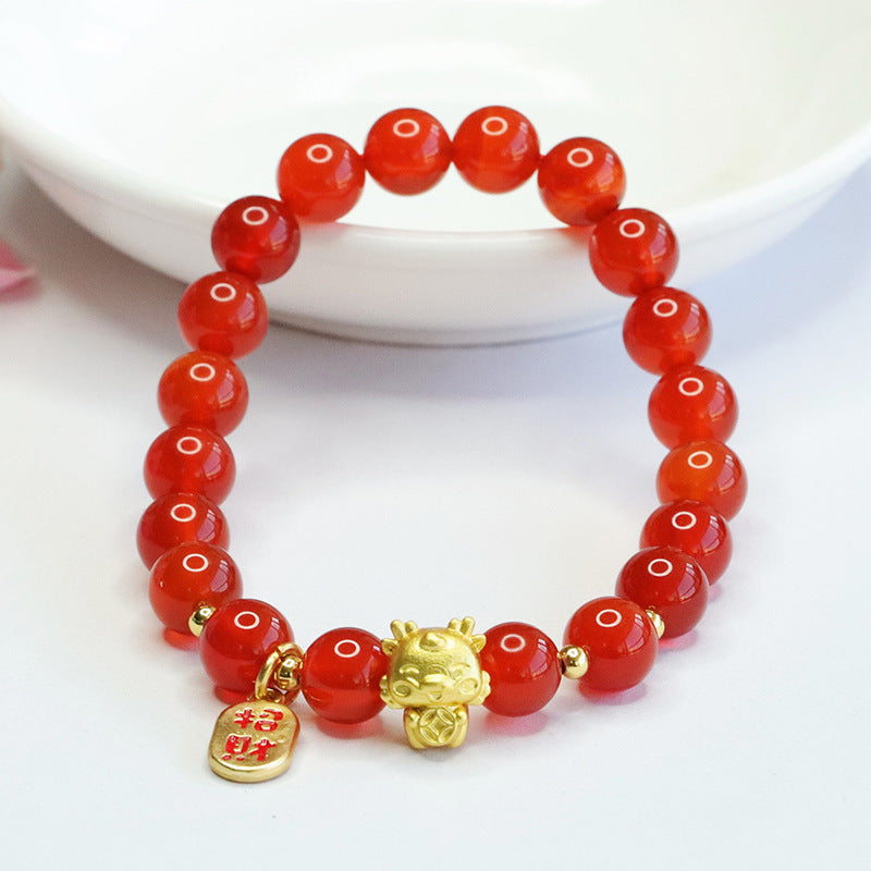 Natural red agate bracelet zodiac dragon bracelet year of the dragon zodiac year jewelry CB3111203