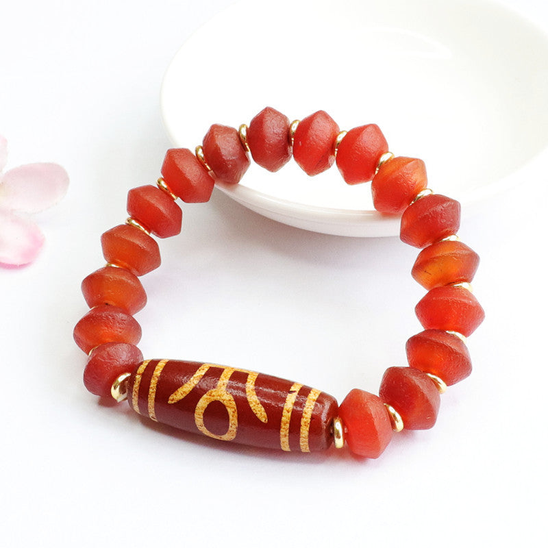 Old material red agate bracelet Dzi beads passepartout bracelet MN2042113