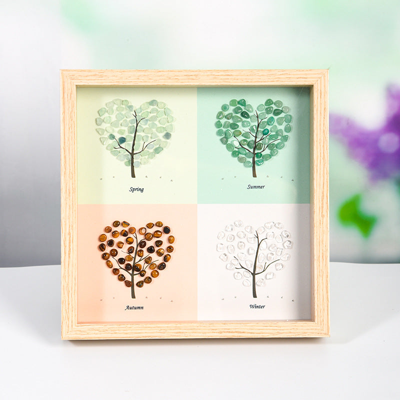 Four Seasons Tree Style Original Stone Crystal Photo Frame Table Setup New Tree Home Frame Home Festive Ornament Gift 