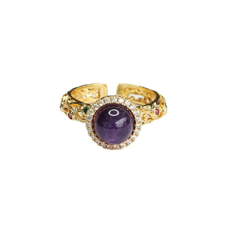 Natural Amethyst Ring Purple Colorful Open Ring Ring CB4040504 