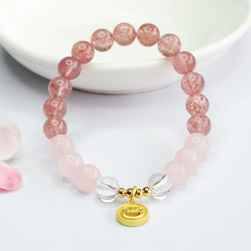 Natural Pink Crystal Bracelet Strawberry Crystal Auspicious Dragon Bracelet Year of the Dragon Jewelry Wholesale Delivery CB4022307 