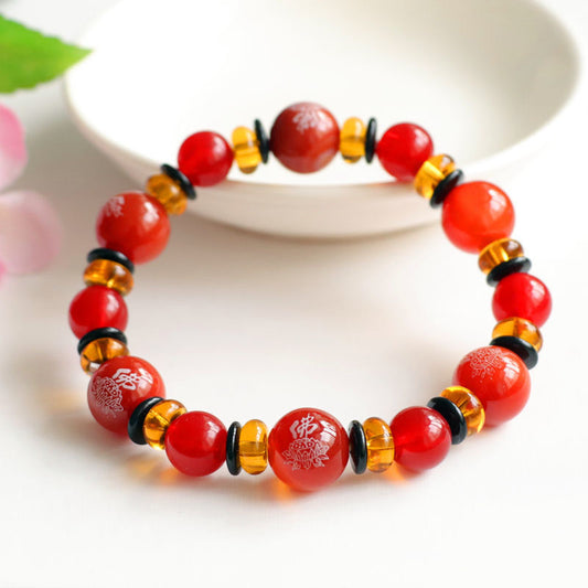 Red Agate Buddha Bracelet Chalcedony Bracelet Jewelry MN1122566