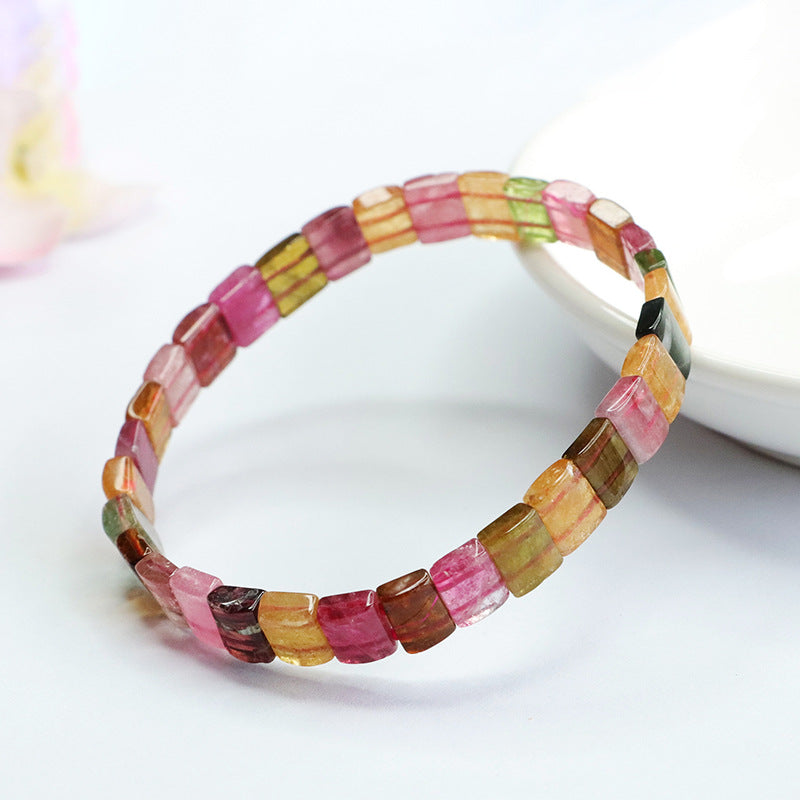 Natural Brazilian candy tourmaline hand string colorful treasure bracelet for women CB3021105 