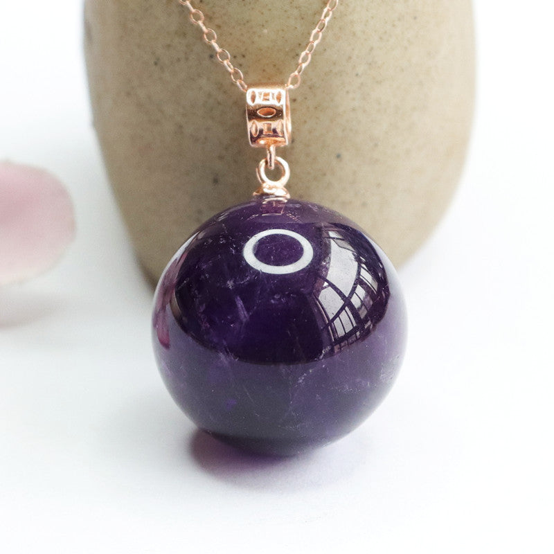 S925 silver set with natural amethyst ball pendant necklace jewelry accessories CB2042520 