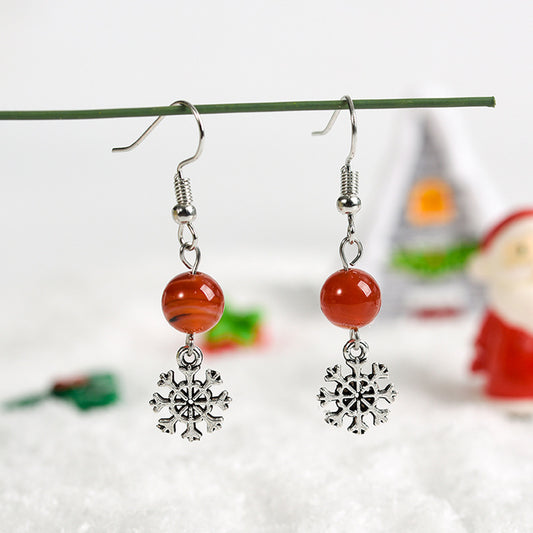 Jewelry natural crystal gravel spherical snowflake bead earrings earrings temperament personality sweet earrings 