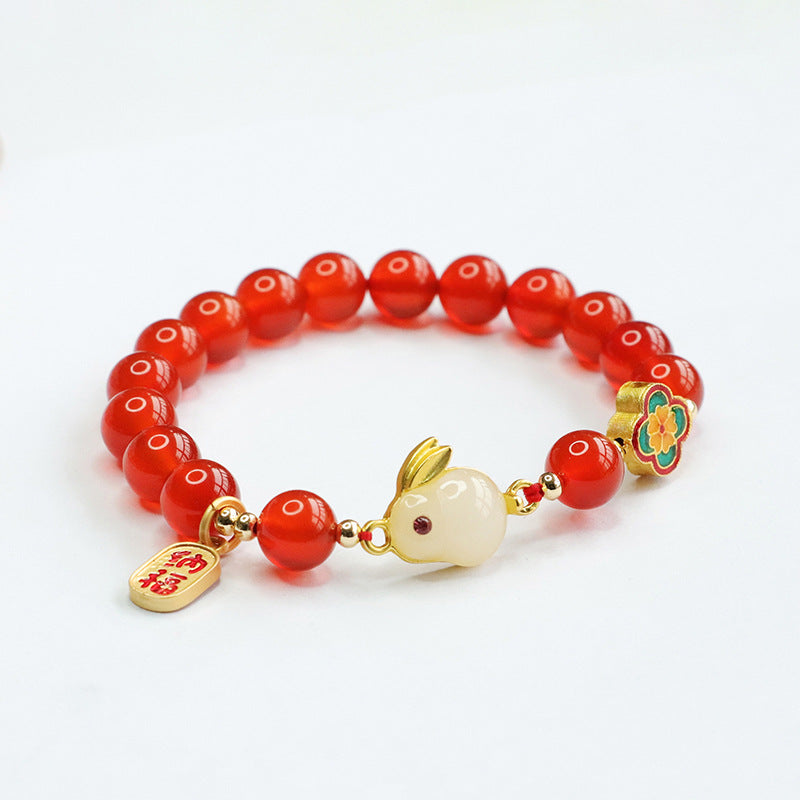 Natural Agate Rabbit Bracelet Red Agate Year of the Rabbit Bracelet Jewelry Jewelry MN2121407