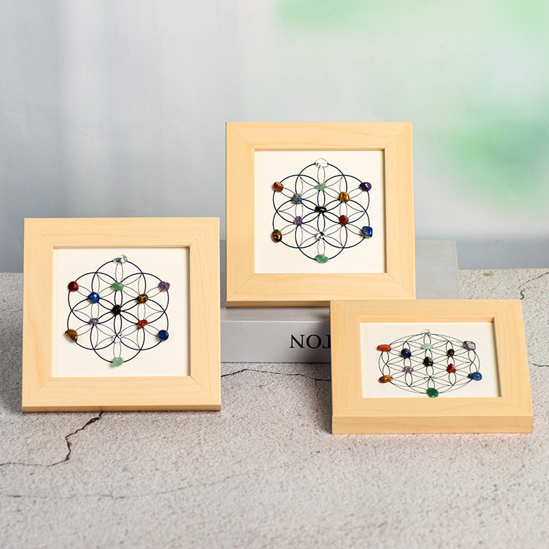 Flower of Life Raw Stone Crystal Photo Frame Table Move-in New Tree House Picture Frame Home Festive Ornament Gift 