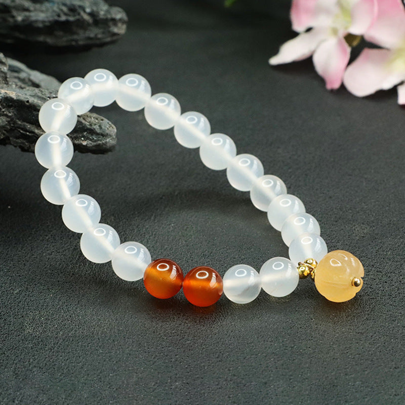 Natural white chalcedony bracelet red agate bracelet new Chinese style jewelry CB3051703 