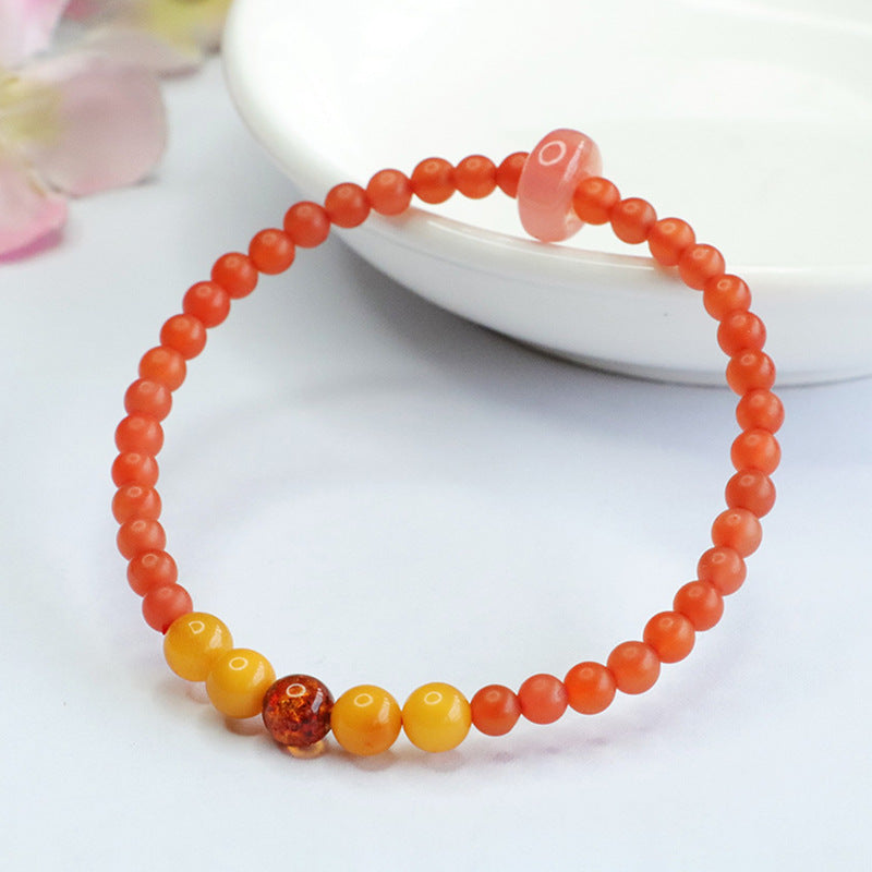 Baoshan Nanhong Bracelet Amber Beeswax Bracelet Women's Ancient Style MN3072105 