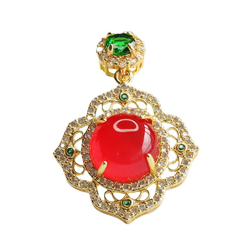 Carnelian Pendant Carnelian Petal Necklace for Women Retro MN3080207