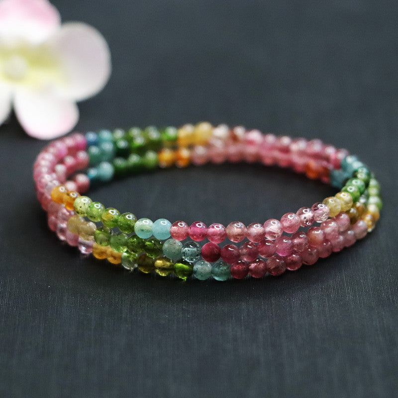 Natural Tourmaline Bracelet Rainbow Brazilian Bracelet Crystal Gemstone CB2100212 