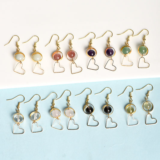 Foreign trade jewelry natural crystal ball beads love earrings creative simple and elegant handmade earrings 