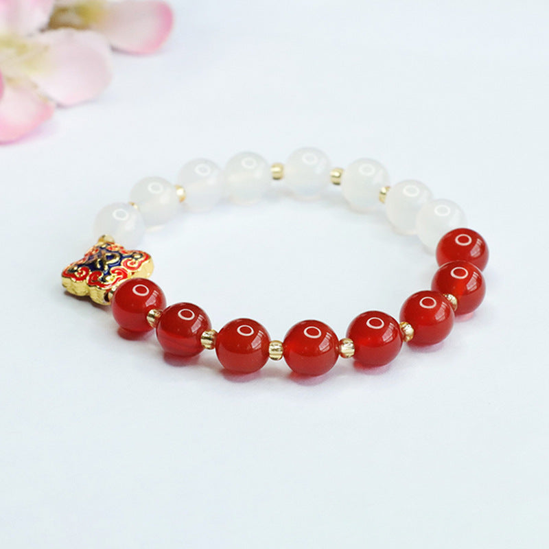 Red agate bracelet white chalcedony bracelet crystal bracelet for women ZS3052607