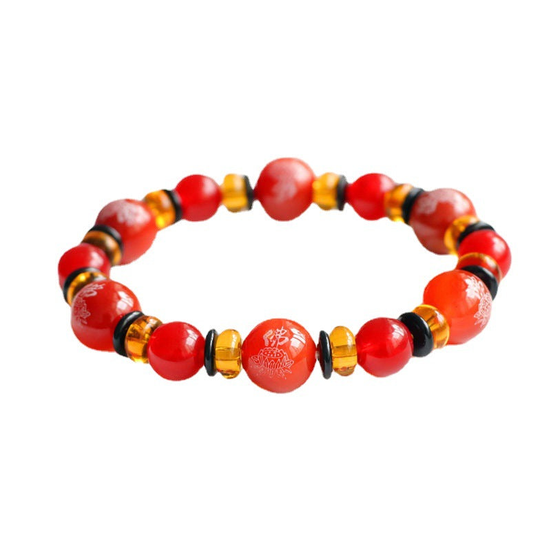 Red Agate Buddha Bracelet Chalcedony Bracelet Jewelry MN1122566