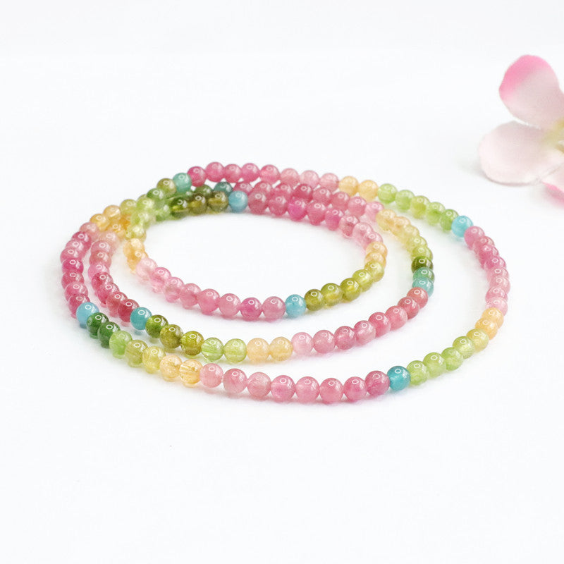 Natural Rainbow Tourmaline Bracelet Gradient Color Bracelet Macaron Necklace Women CB2042802 