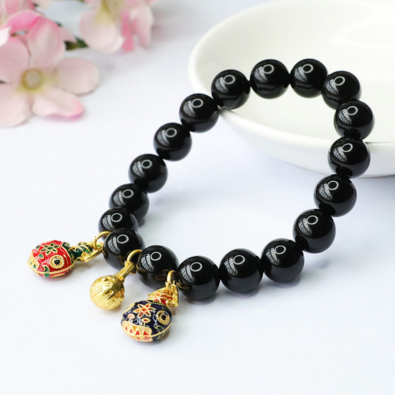 Black Agate Bracelet Gold Swallowing Beast Bracelet Crystal for Men and Women MN3091607 