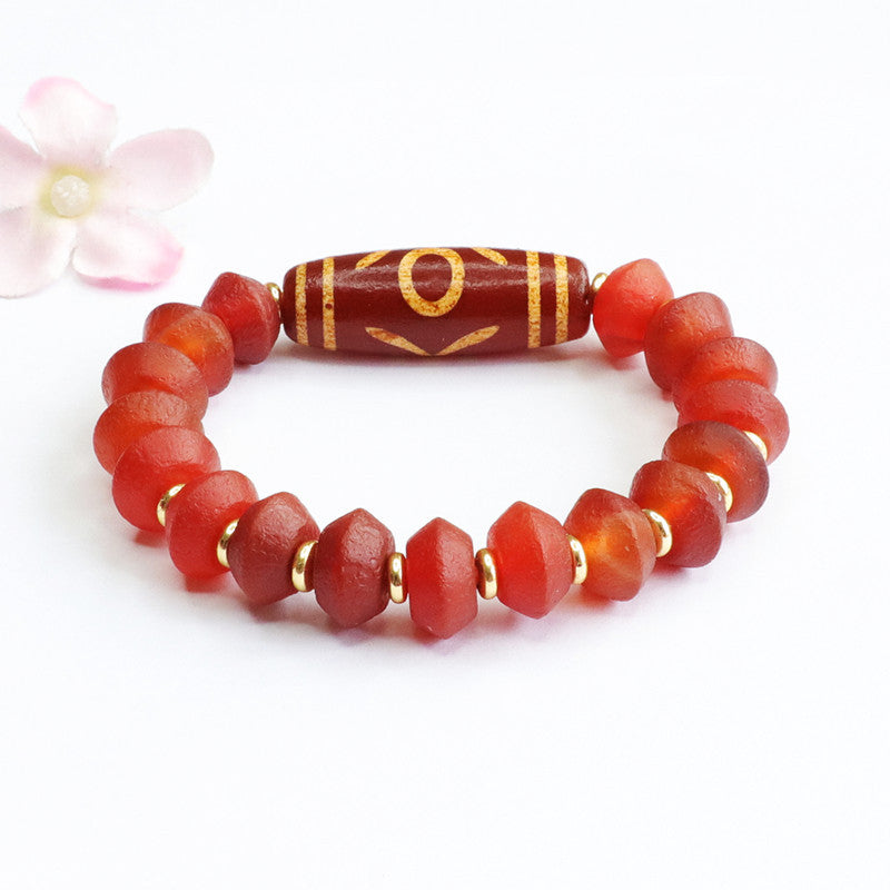 Old material red agate bracelet Dzi beads passepartout bracelet MN2042113