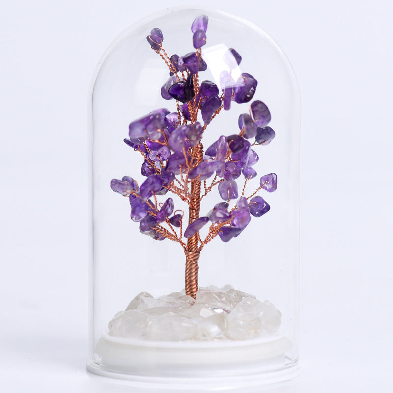 Amethyst crystal tree with lights, handicrafts, amethyst crystal tree, home office desk, creative tree decoration 