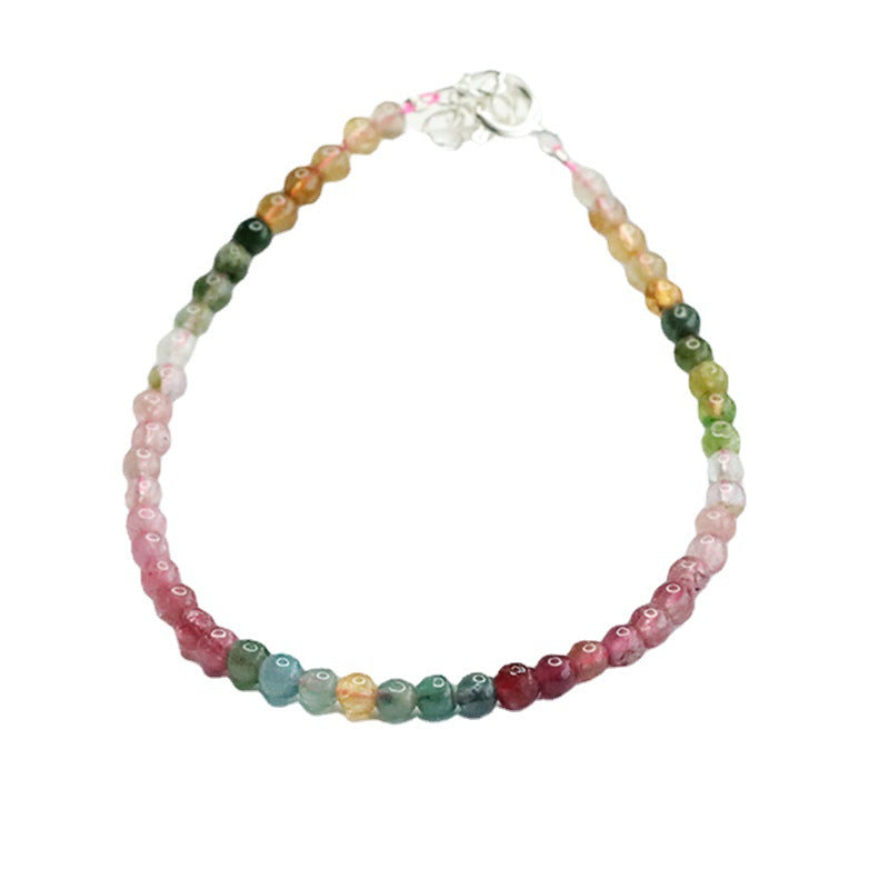 Natural rainbow tourmaline bracelet Brazilian ice transparent old material gradient bracelet for women CB3022403 