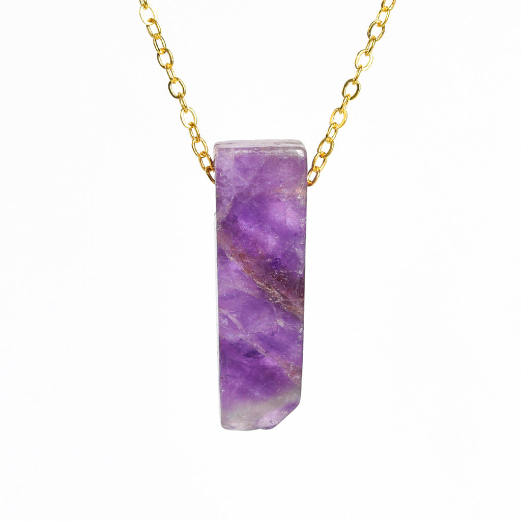 Natural crystal agate personalized irregular flat long necklace with long pendant 