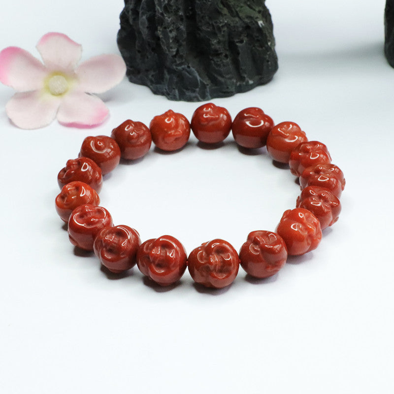 Natural Southern Red Agate Bracelet Full of Flesh and Color Buddha Head Bracelet MN2053005 